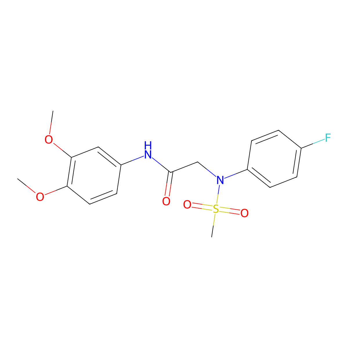 N-(3,4-dimethoxyphenyl)-N~2~-(4-fluorophenyl)-N~2~-(methylsulfonyl)glycinamide molecular structure, CAS 425624-34-6