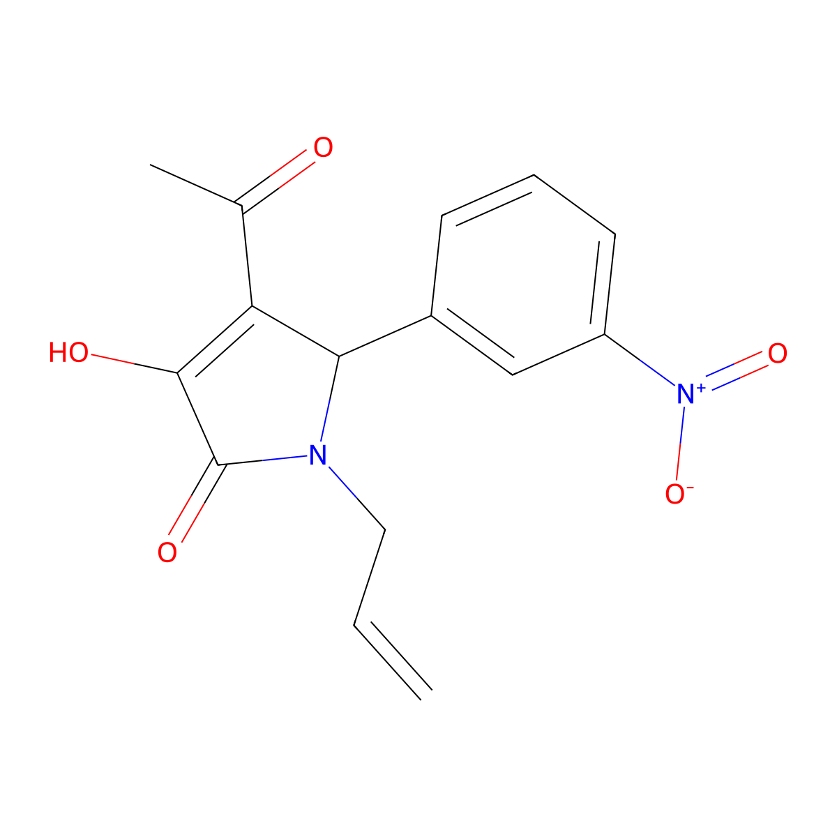 3-acetyl-4-hydroxy-2-(3-nitrophenyl)-1-prop-2-enyl-2H-pyrrol-5-one molecular structure, CAS 425624-41-5