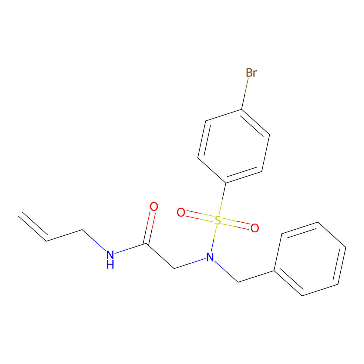 2-[benzyl-(4-bromophenyl)sulfonylamino]-N-prop-2-enylacetamide molecular structure, CAS 425624-76-6
