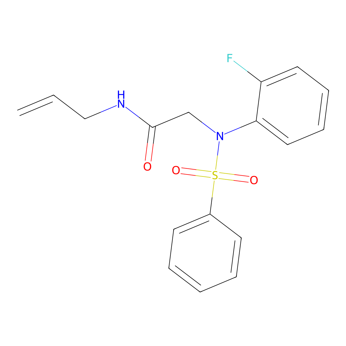 2-[N-(benzenesulfonyl)-2-fluoroanilino]-N-prop-2-enylacetamide molecular structure, CAS 425625-14-5