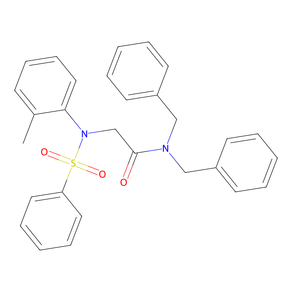 2-[N-(benzenesulfonyl)-2-methylanilino]-N,N-dibenzylacetamide molecular structure, CAS 425625-19-0