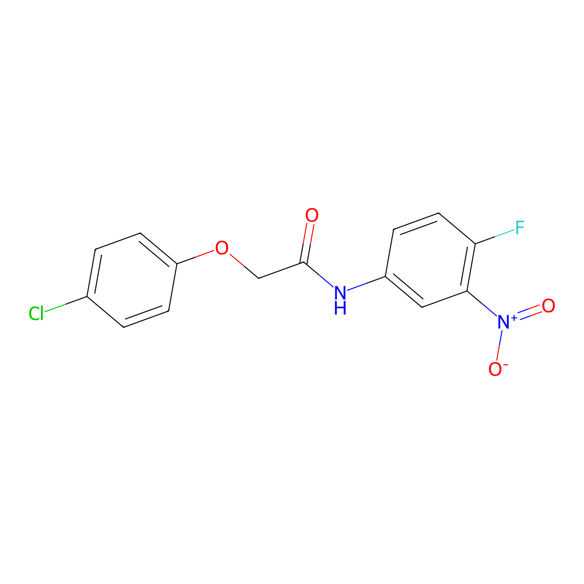 2-(4-chlorophenoxy)-N-(4-fluoro-3-nitrophenyl)acetamide molecular structure, CAS 425625-32-7
