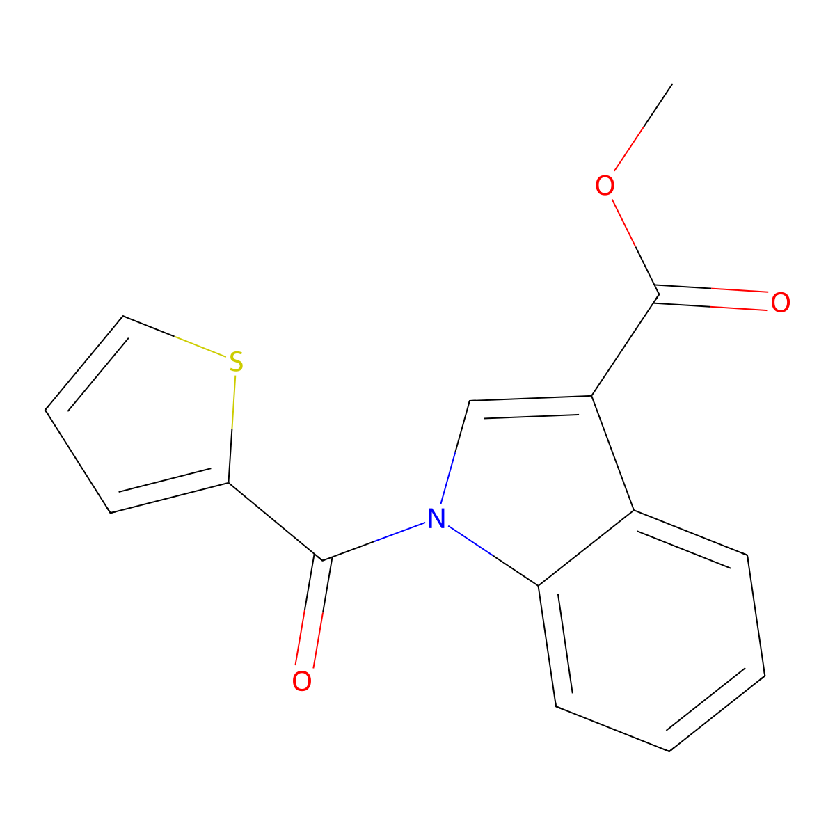 Methyl 1-(thiophene-2-carbonyl)-1H-indole-3-carboxylate molecular structure, CAS 425625-87-2