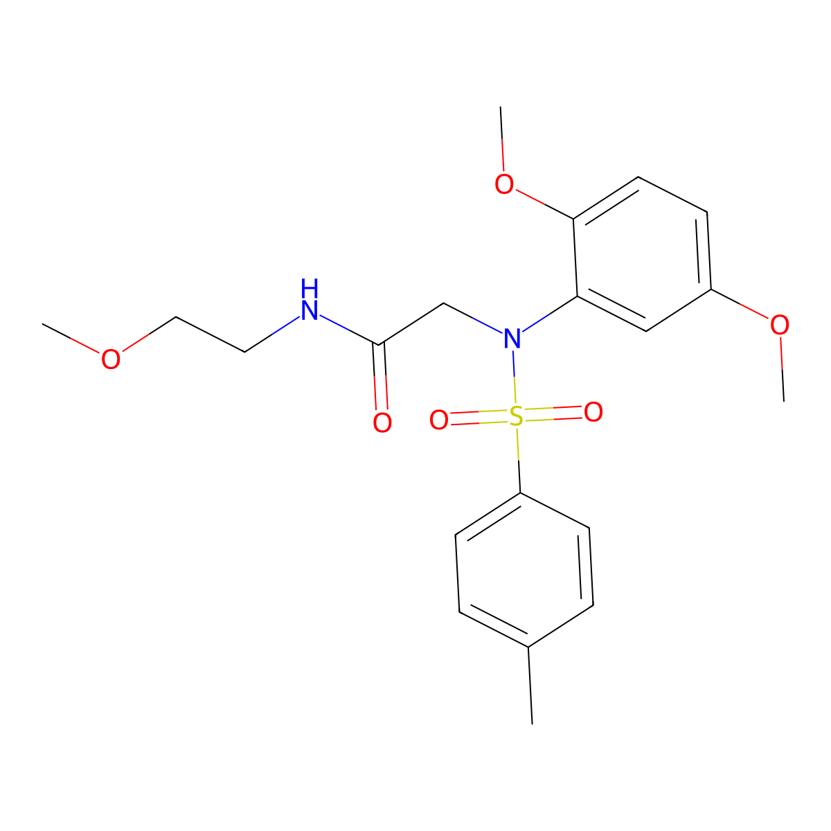 2-(2,5-dimethoxy-N-(4-methylphenyl)sulfonylanilino)-N-(2-methoxyethyl)acetamide molecular structure, CAS 425625-88-3