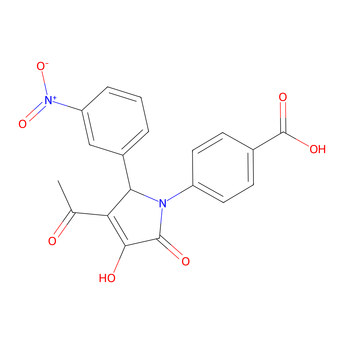 4-[3-acetyl-4-hydroxy-2-(3-nitrophenyl)-5-oxo-2H-pyrrol-1-yl]benzoic Acid molecular structure, CAS 425625-96-3