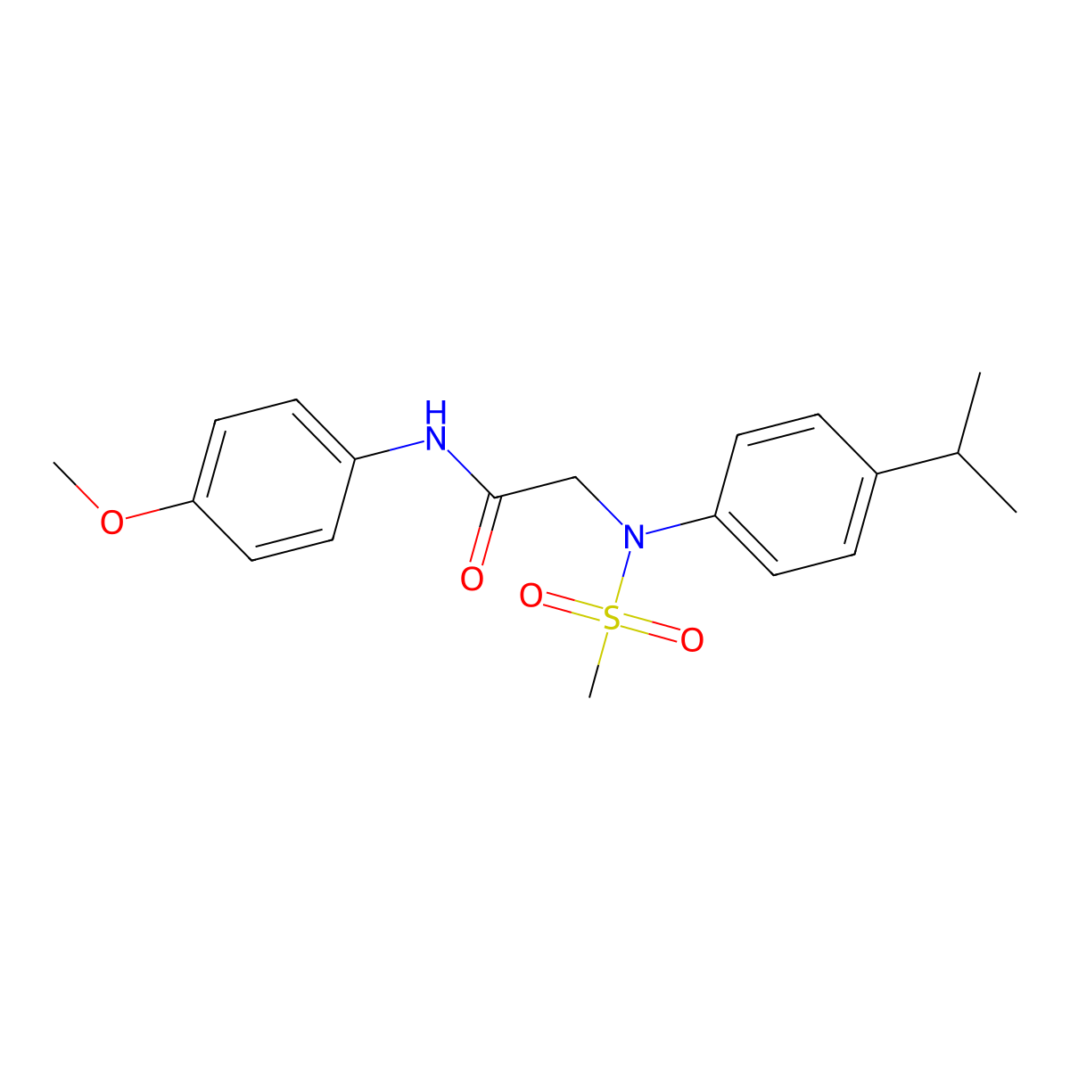 N-(4-methoxyphenyl)-2-(N-methylsulfonyl-4-propan-2-ylanilino)acetamide molecular structure, CAS 425625-99-6