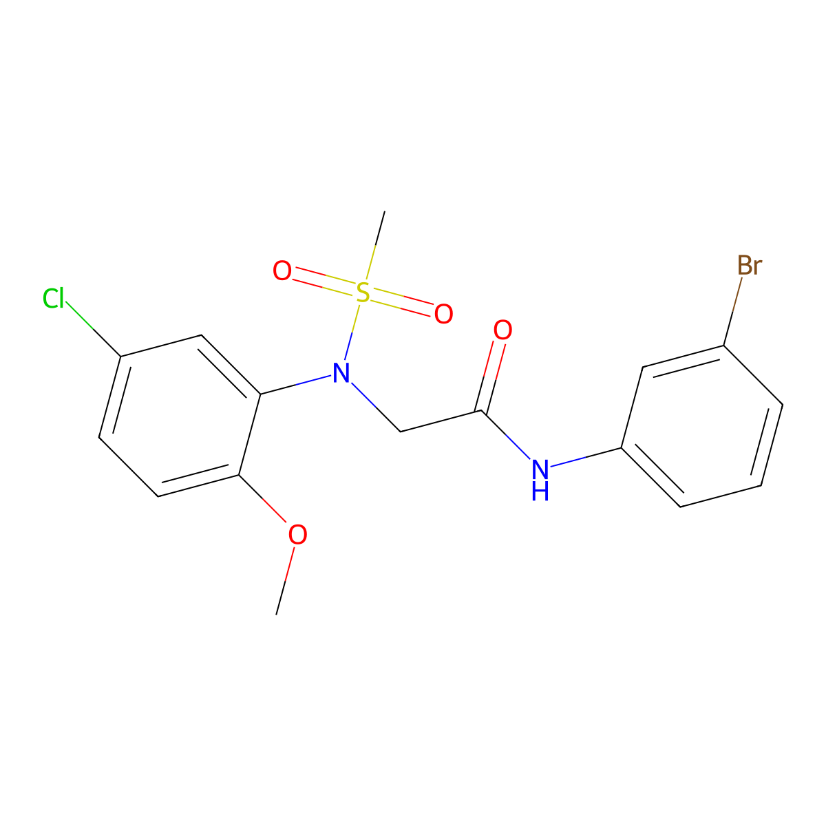 N-(3-bromophenyl)-2-(5-chloro-2-methoxy-N-methylsulfonylanilino)acetamide molecular structure, CAS 425626-05-7