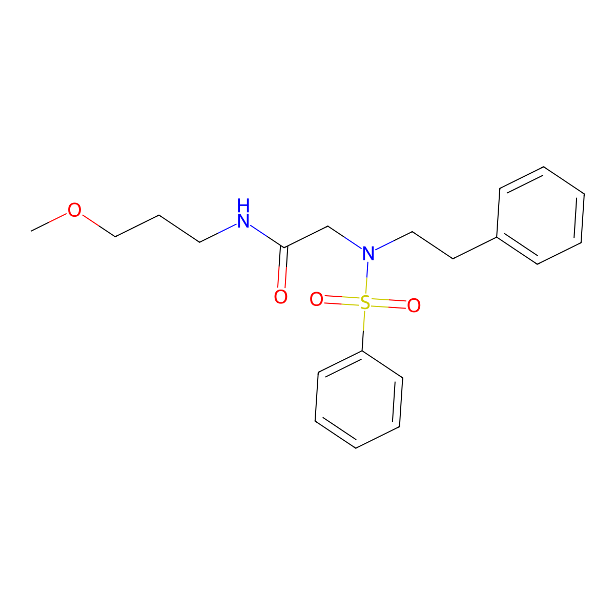 N-(3-methoxypropyl)-N~2~-(2-phenylethyl)-N~2~-(phenylsulfonyl)glycinamide molecular structure, CAS 425626-42-2