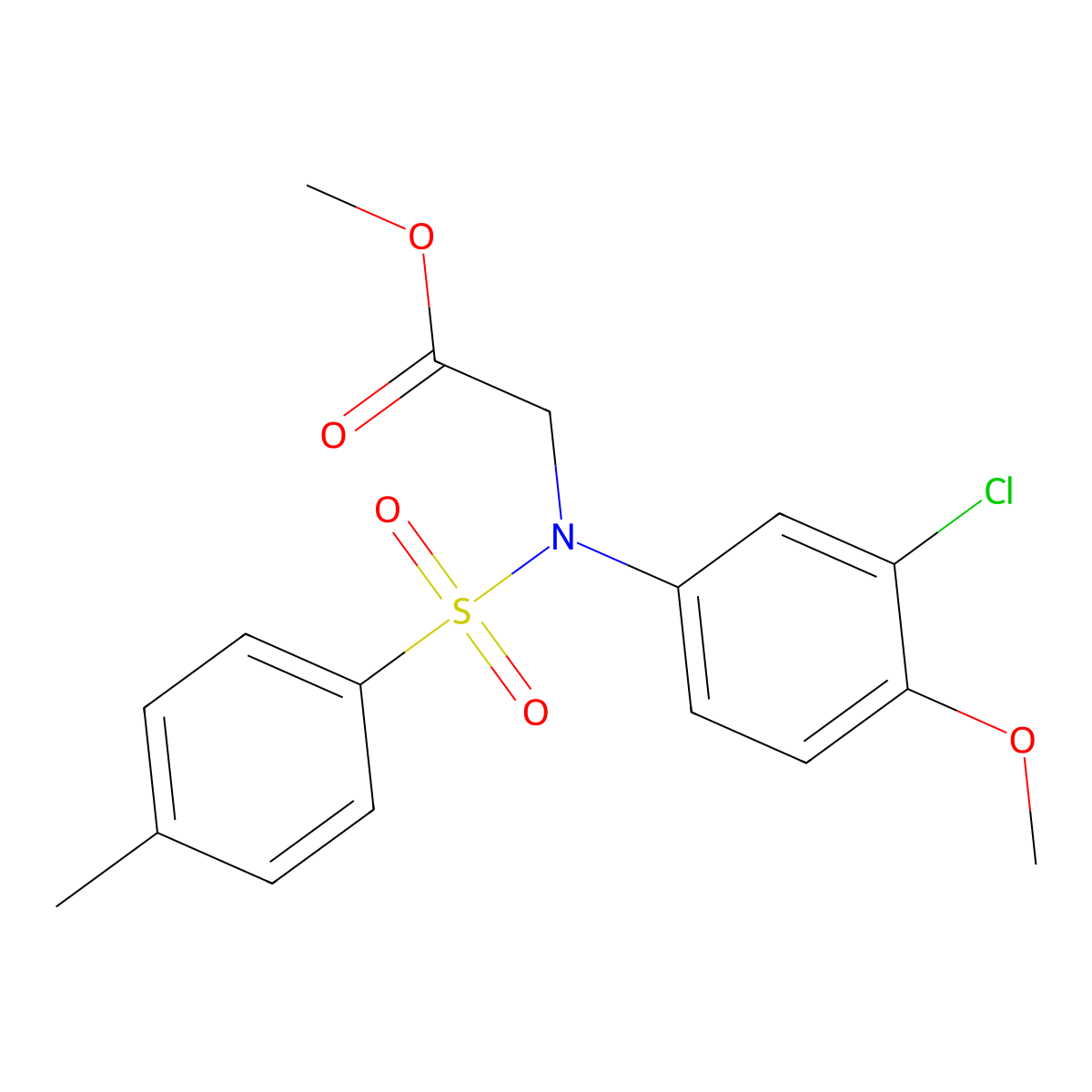 Methyl N-(3-chloro-4-methoxyphenyl)-N-[(4-methylphenyl)sulfonyl]glycinate molecular structure, CAS 425626-62-6