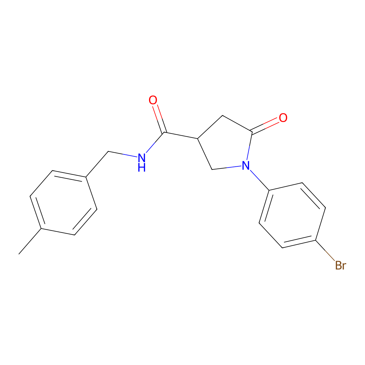 1-(4-bromophenyl)-N-(4-methylbenzyl)-5-oxopyrrolidine-3-carboxamide molecular structure, CAS 425626-71-7