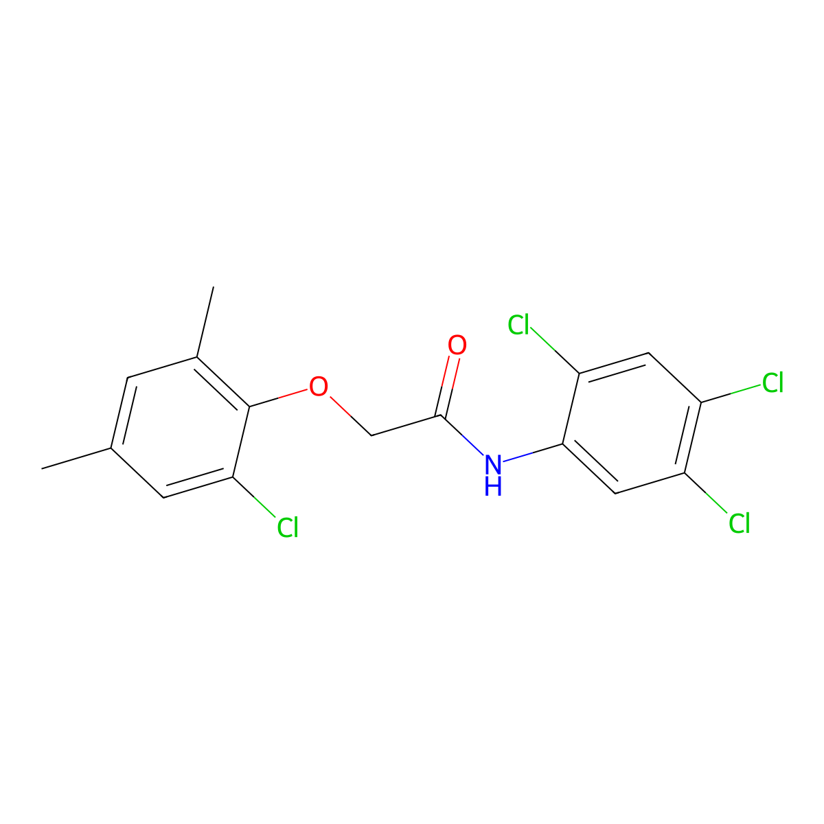 2-(2-chloro-4,6-dimethylphenoxy)-N-(2,4,5-trichlorophenyl)acetamide molecular structure, CAS 425626-72-8
