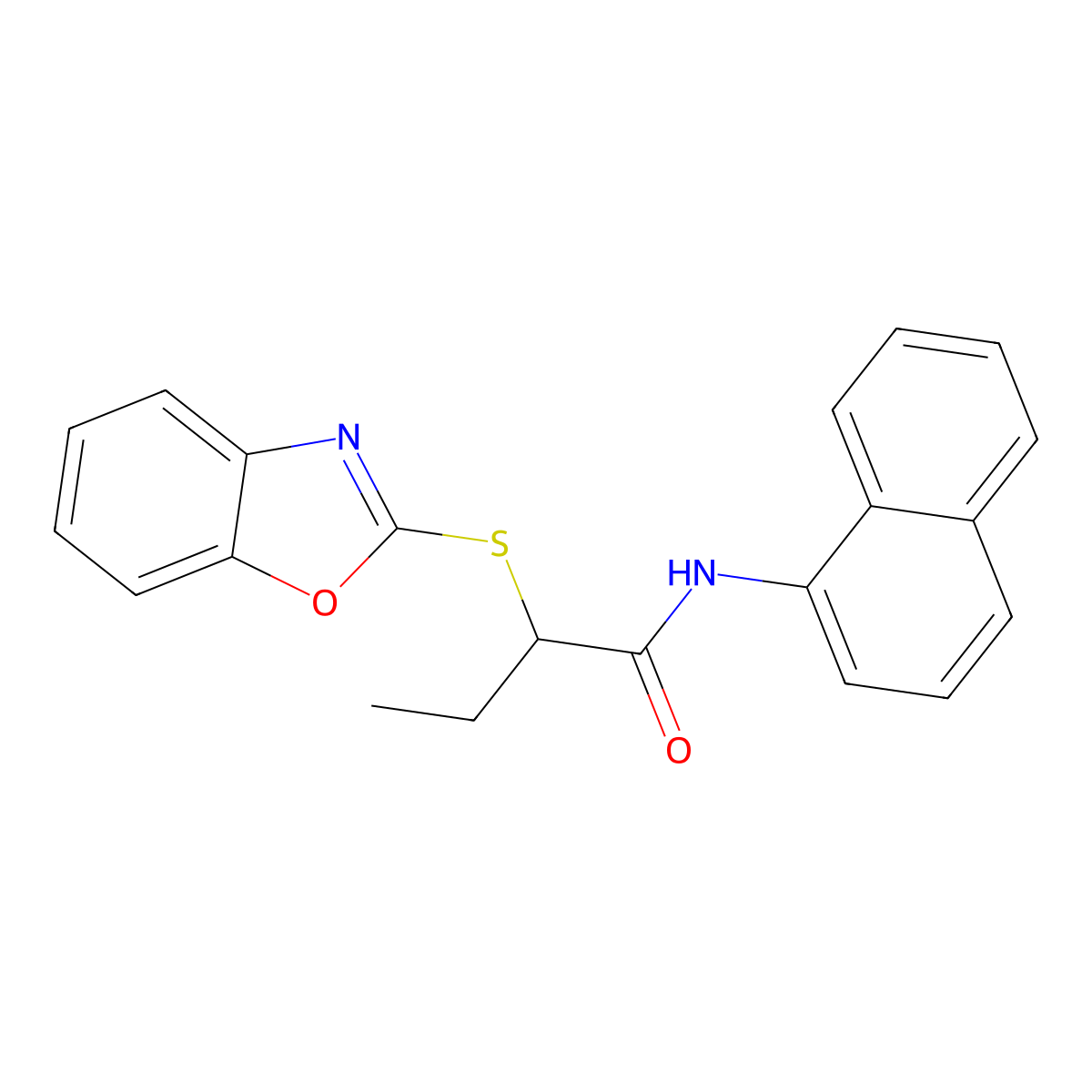 2-(1,3-benzoxazol-2-ylsulfanyl)-N-(naphthalen-1-yl)butanamide molecular structure, CAS 425627-04-9