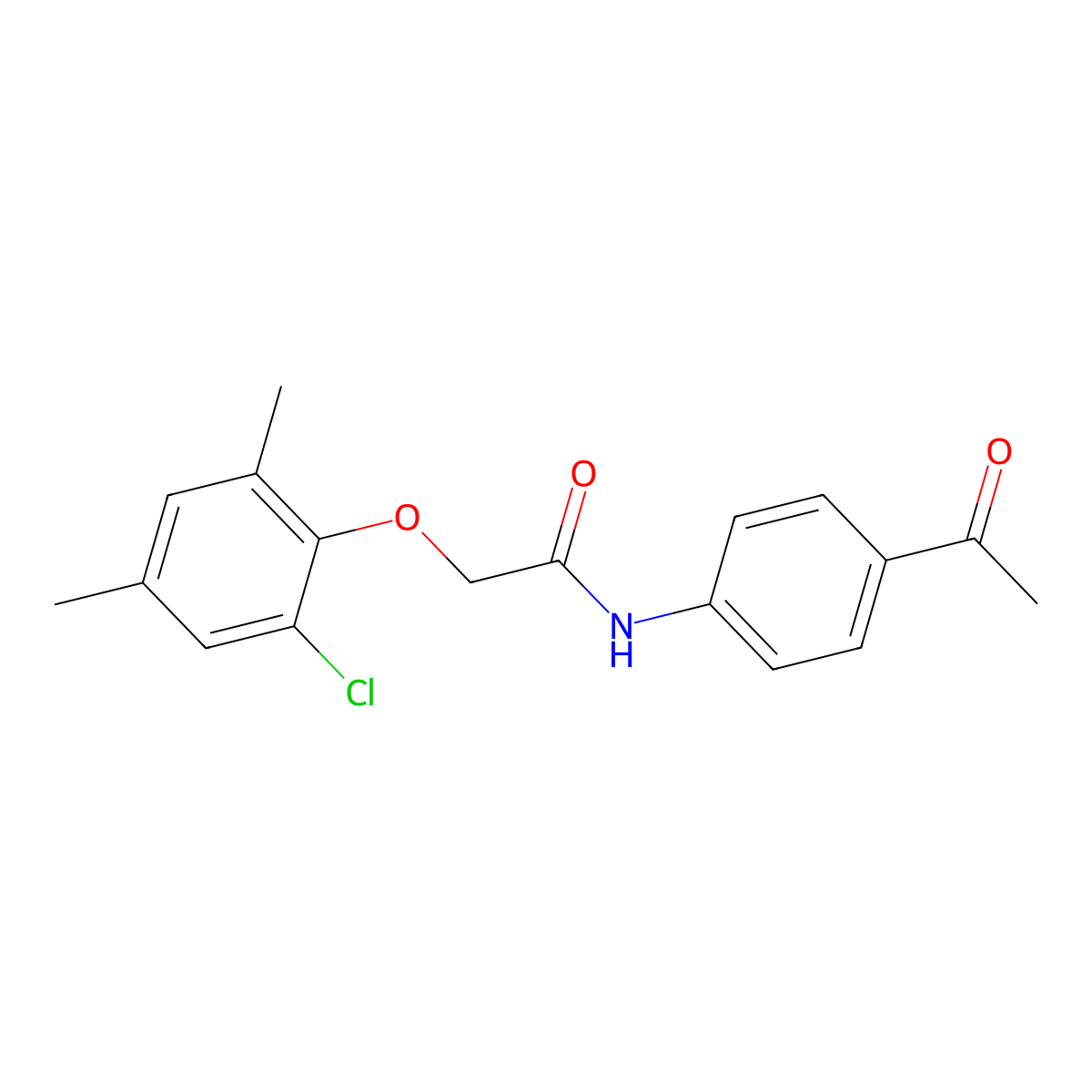 N-(4-acetylphenyl)-2-(2-chloro-4,6-dimethylphenoxy)acetamide molecular structure, CAS 425627-15-2