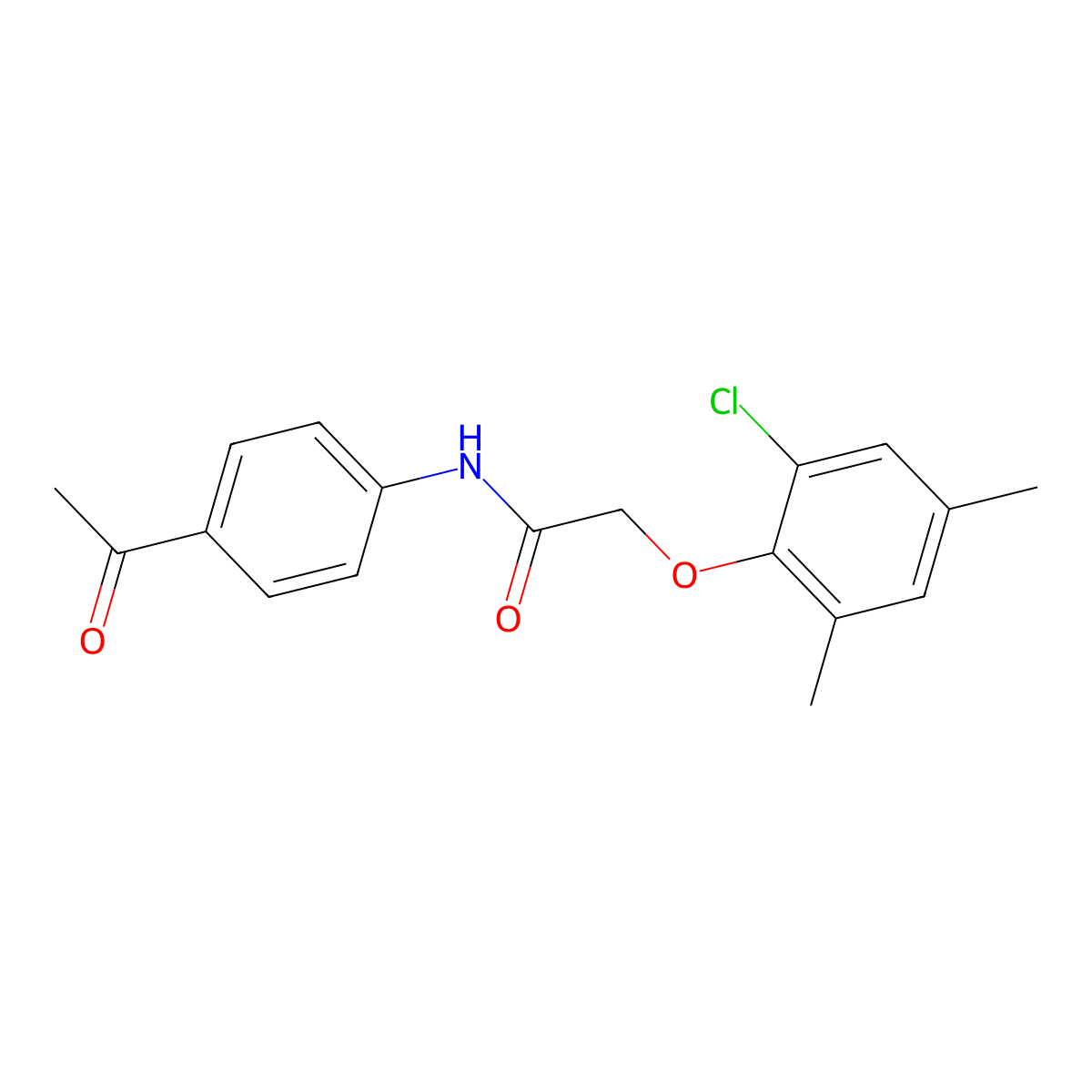 N-(4-acetylphenyl)-2-(2-chloro-4,6-dimethylphenoxy)acetamide molecular structure, CAS 425627-15-2