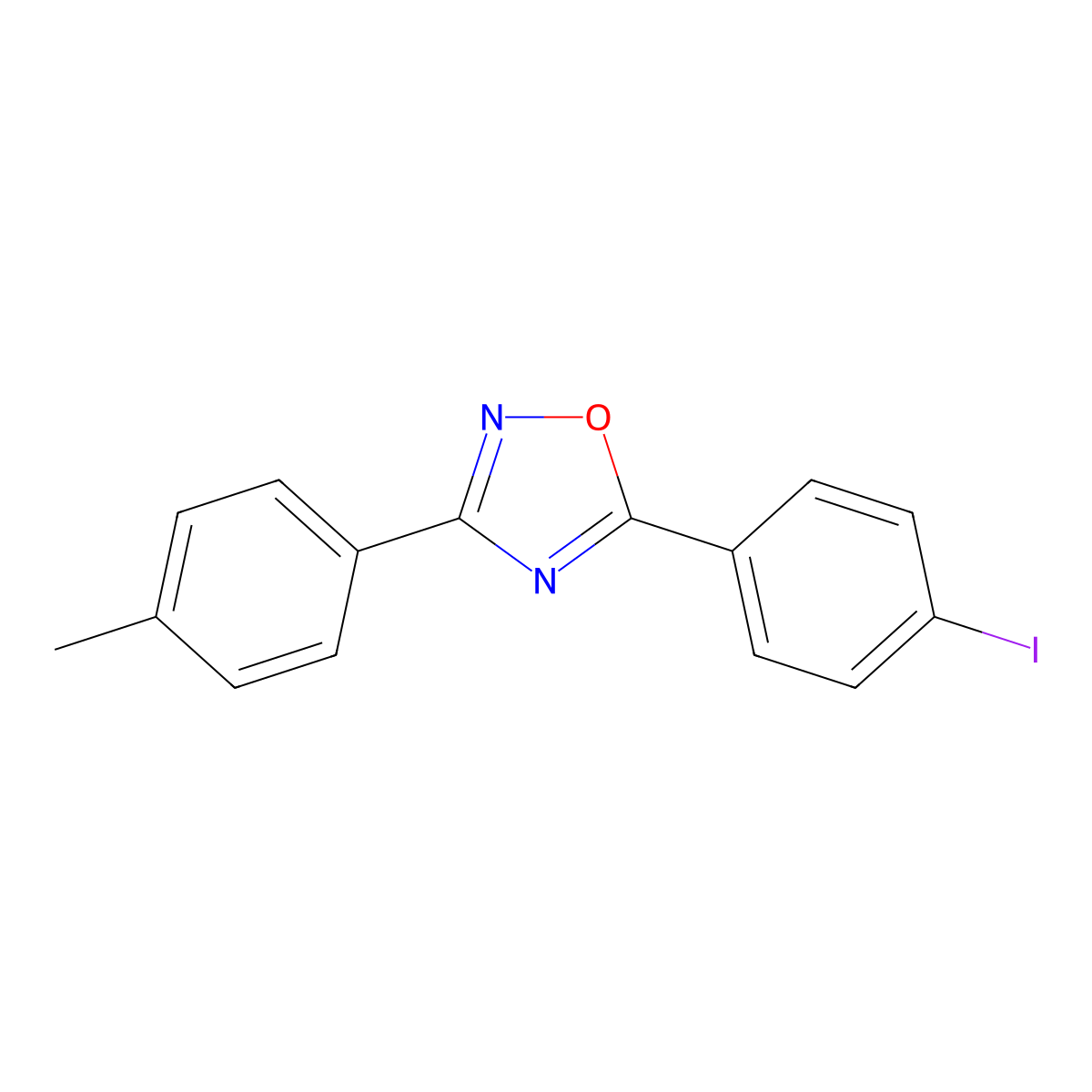 5-(4-Iodophenyl)-3-(4-methylphenyl)-1,2,4-oxadiazole molecular structure, CAS 425627-31-2