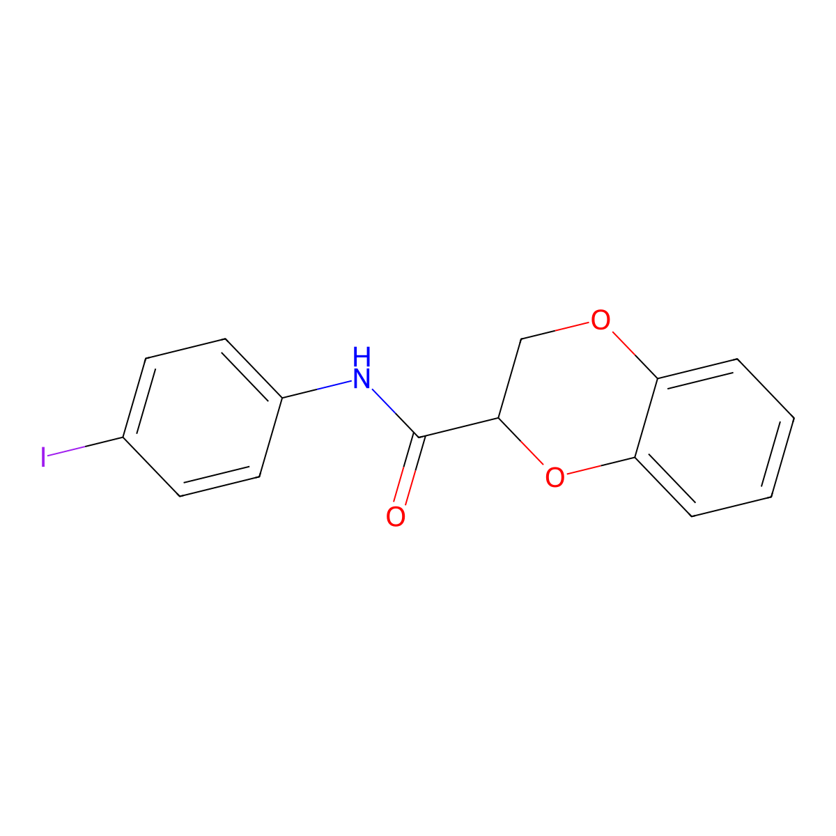N-(4-iodophenyl)-2,3-dihydro-1,4-benzodioxine-2-carboxamide molecular structure, CAS 425627-39-0