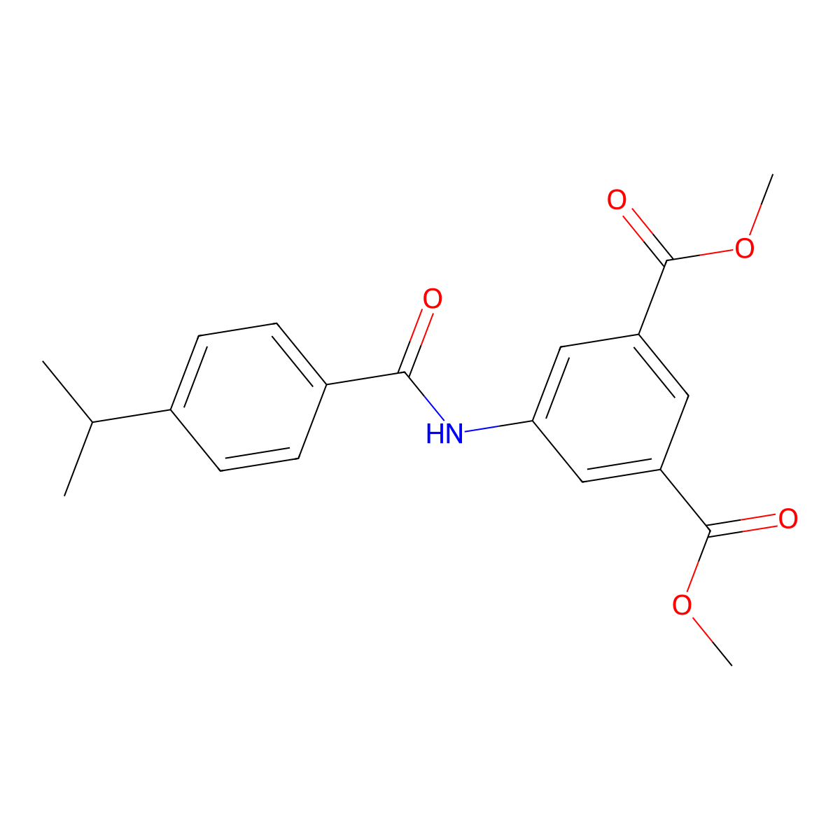 Dimethyl 5-({[4-(propan-2-yl)phenyl]carbonyl}amino)benzene-1,3-dicarboxylate molecular structure, CAS 425627-74-3