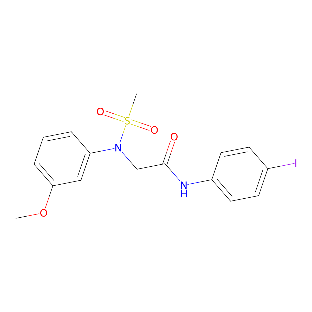 N-(4-iodophenyl)-2-(3-methoxy-N-methylsulfonylanilino)acetamide molecular structure, CAS 425627-80-1
