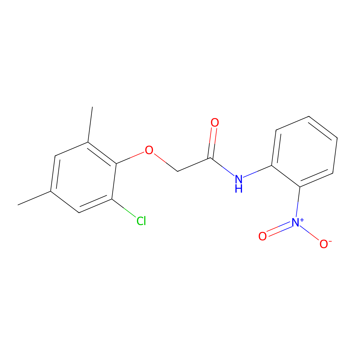 2-(2-chloro-4,6-dimethylphenoxy)-N-(2-nitrophenyl)acetamide molecular structure, CAS 425627-85-6