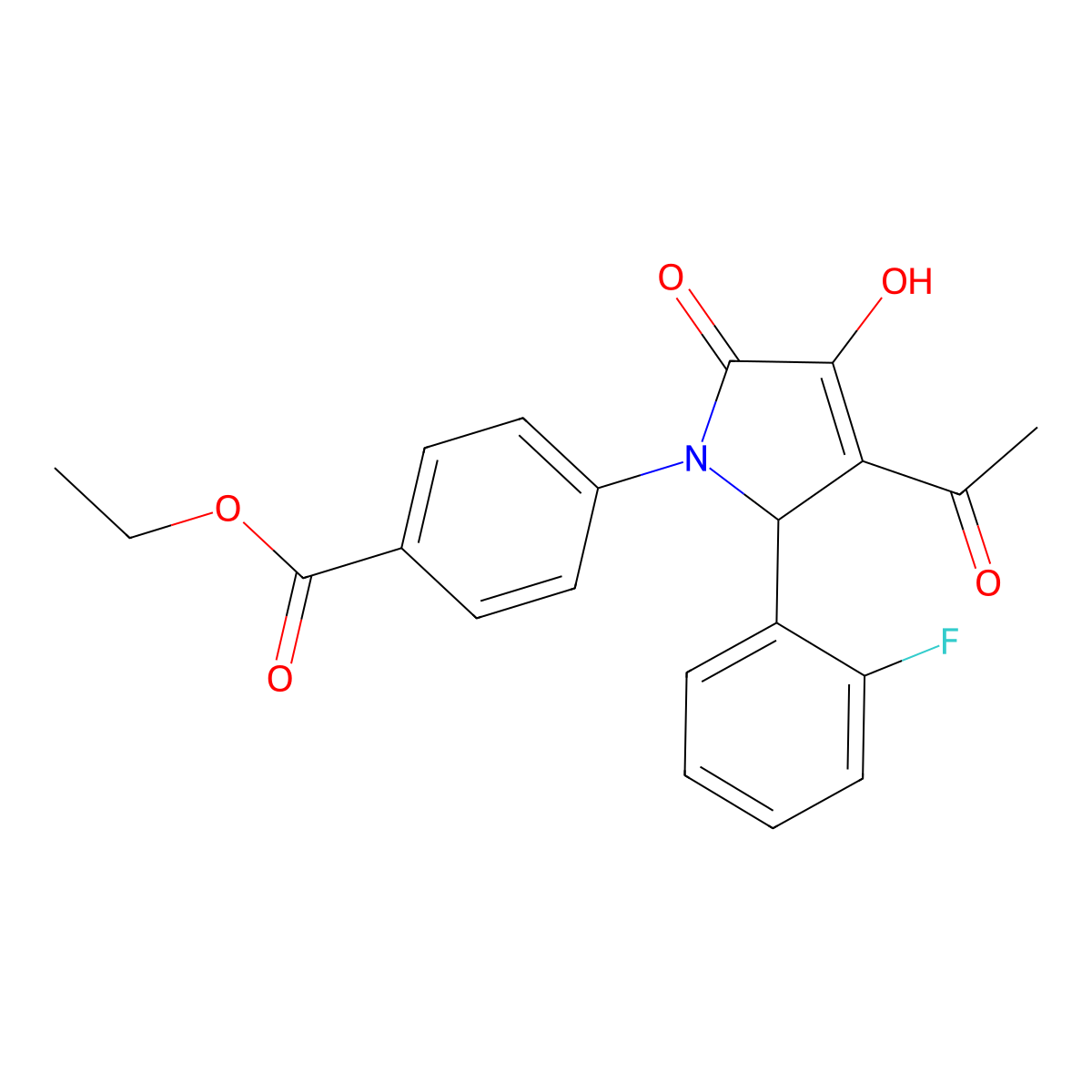 ethyl 4-[3-acetyl-2-(2-fluorophenyl)-4-hydroxy-5-oxo-2H-pyrrol-1-yl]benzoate molecular structure, CAS 425627-96-9