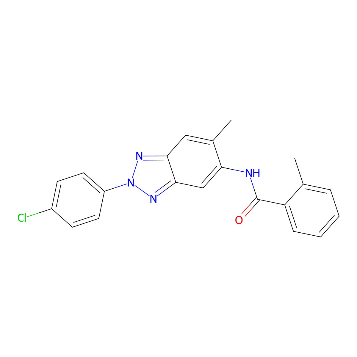 N-[2-(4-chlorophenyl)-6-methylbenzotriazol-5-yl]-2-methylbenzamide molecular structure, CAS 425628-17-7