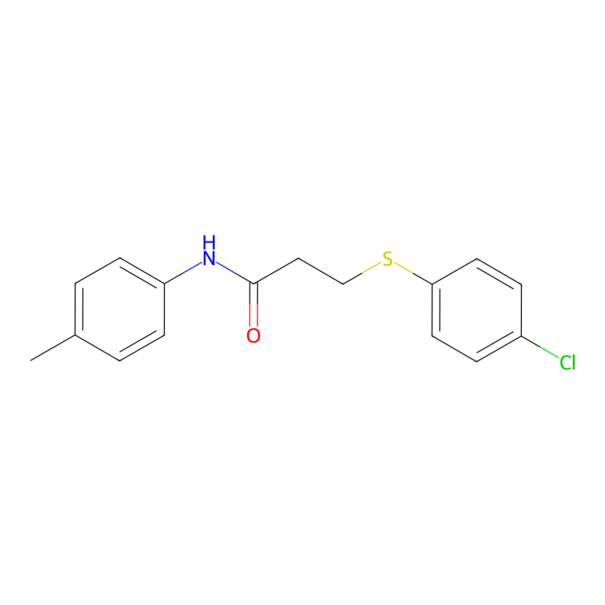 3-(4-chlorophenyl)sulfanyl-N-(4-methylphenyl)propanamide molecular structure, CAS 425628-25-7
