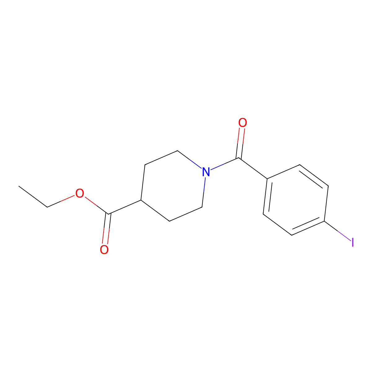 Ethyl 1-(4-iodobenzoyl)piperidine-4-carboxylate molecular structure, CAS 425628-29-1