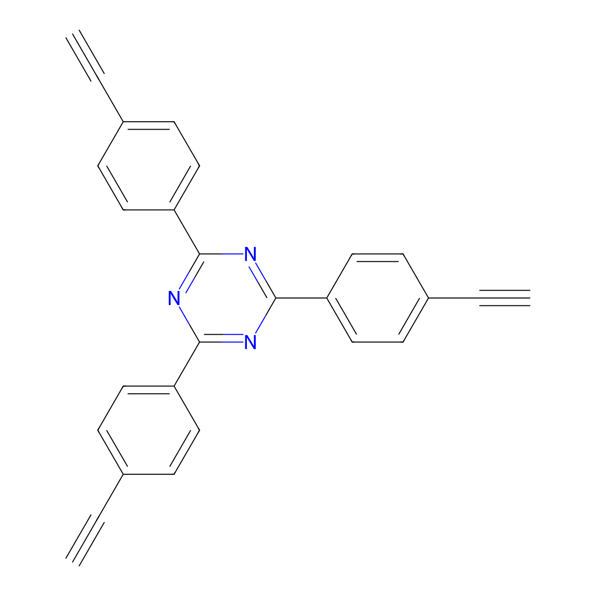 2,4,6-Tris(4-ethynylphenyl)-1,3,5-triazine molecular structure, CAS 425629-22-7