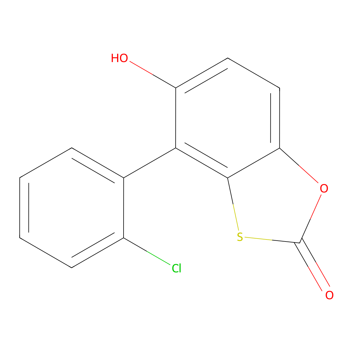 4-(2-Chlorophenyl)-5-hydroxy-1,3-benzoxathiol-2-one molecular structure, CAS 425630-06-4