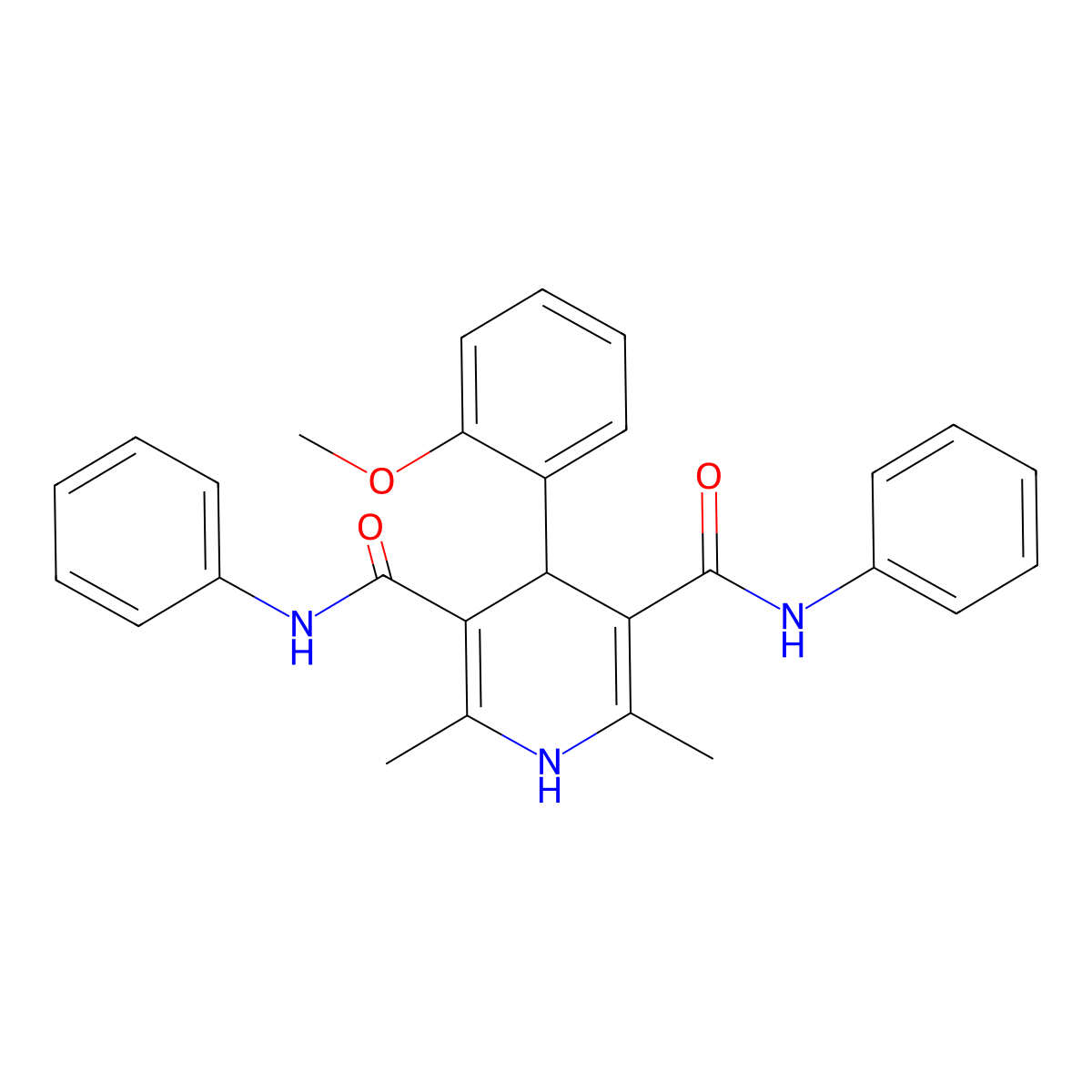 4-(2-methoxyphenyl)-2,6-dimethyl-3-N,5-N-diphenyl-1,4-dihydropyridine-3,5-dicarboxamide molecular structure, CAS 425630-16-6