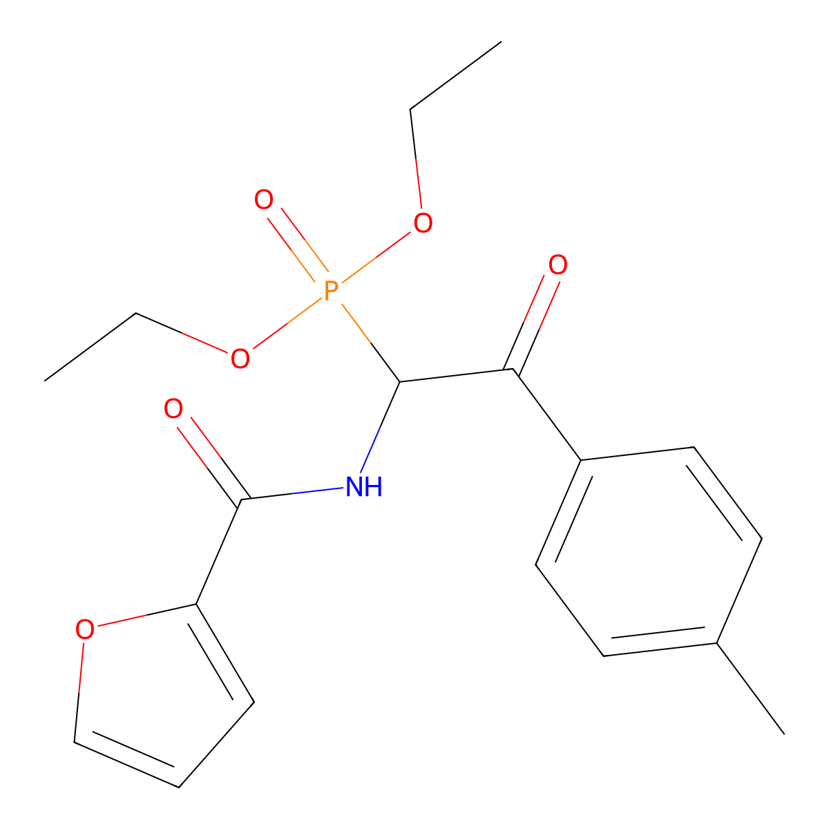 N-[1-diethoxyphosphoryl-2-(4-methylphenyl)-2-oxoethyl]furan-2-carboxamide molecular structure, CAS 425630-19-9