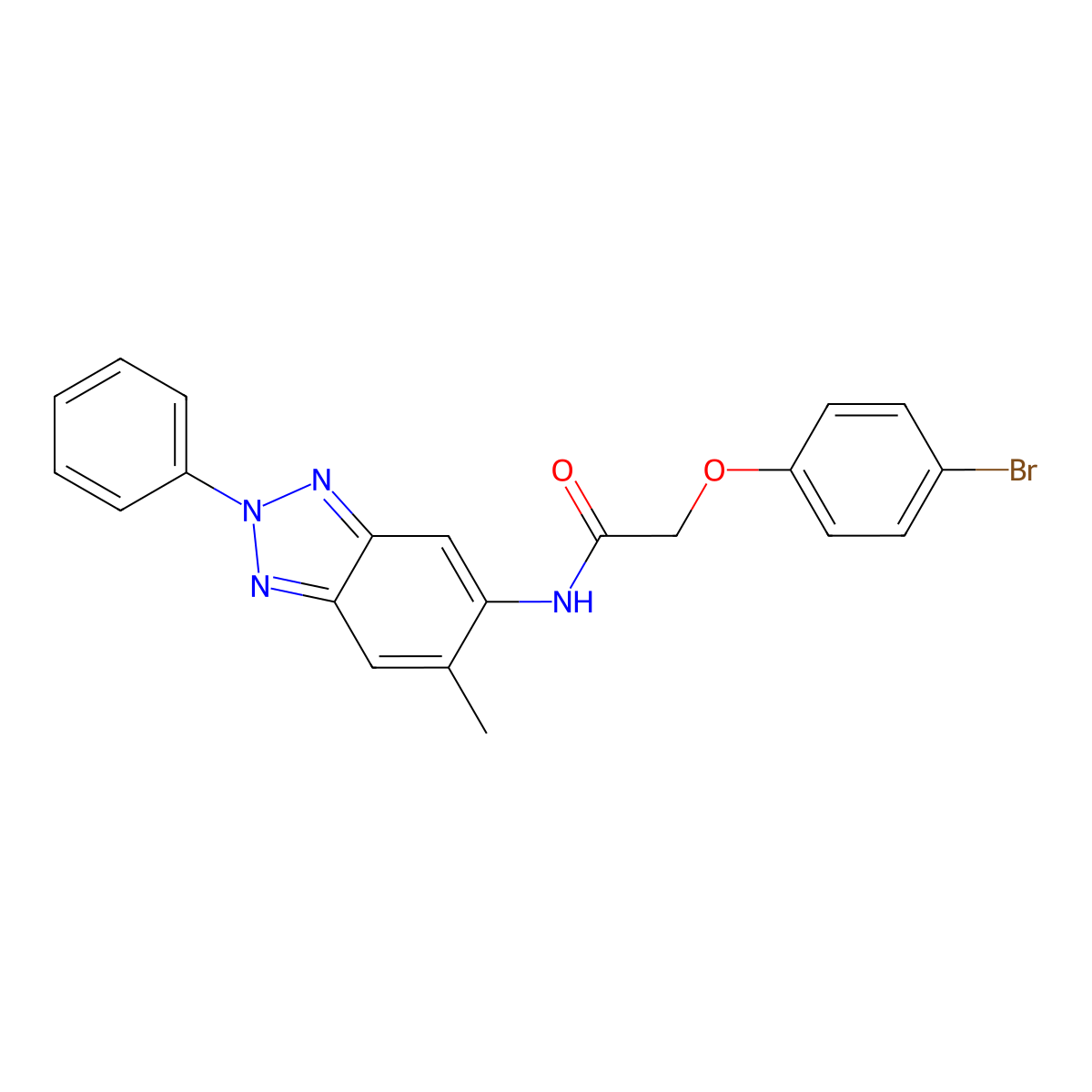 2-(4-bromophenoxy)-N-(6-methyl-2-phenylbenzotriazol-5-yl)acetamide molecular structure, CAS 425630-44-0