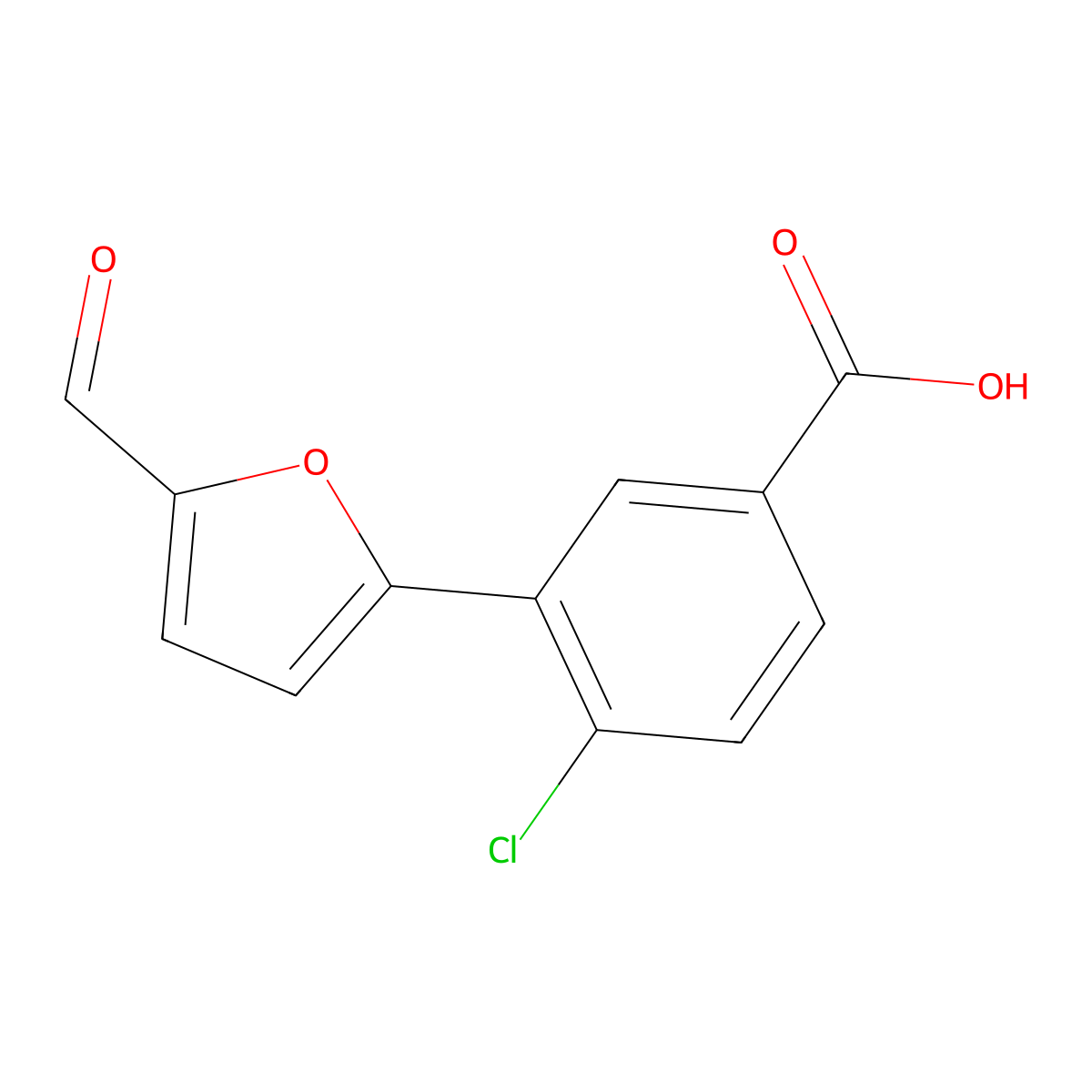 4-Chloro-3-(5-formylfuran-2-yl)benzoic acid molecular structure, CAS 425630-53-1