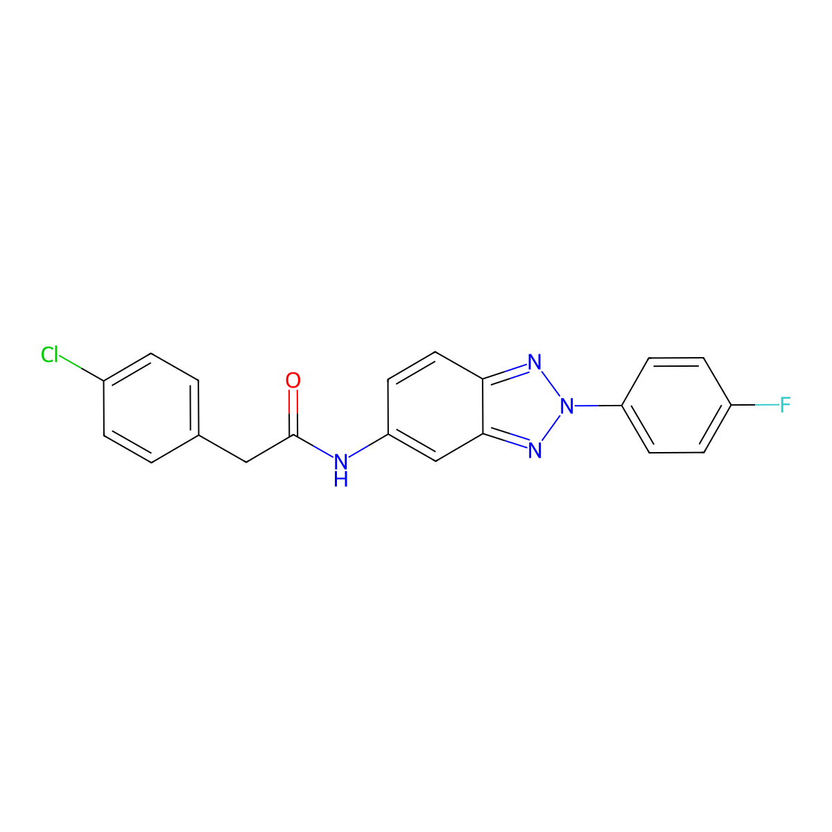 2-(4-chlorophenyl)-N-[2-(4-fluorophenyl)benzotriazol-5-yl]acetamide molecular structure, CAS 425630-74-6
