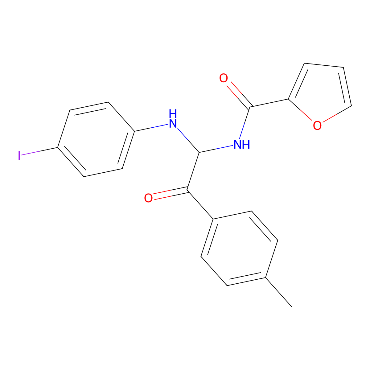 N-{1-[(4-iodophenyl)amino]-2-(4-methylphenyl)-2-oxoethyl}furan-2-carboxamide molecular structure, CAS 425630-76-8