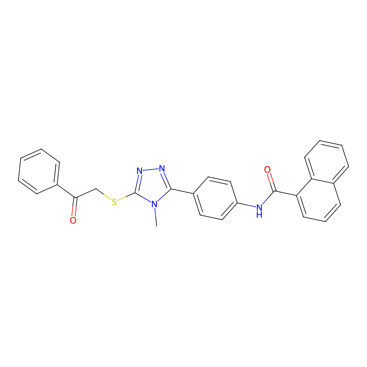 N-[4-(4-methyl-5-phenacylsulfanyl-1,2,4-triazol-3-yl)phenyl]naphthalene-1-carboxamide molecular structure, CAS 425631-02-3