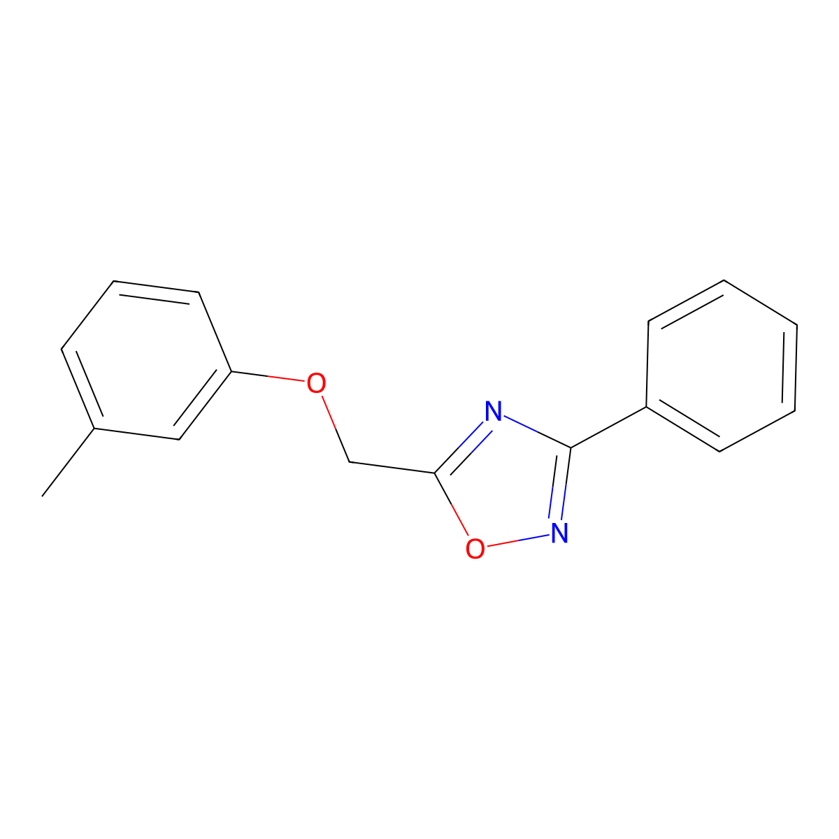 5-[(3-Methylphenoxy)methyl]-3-phenyl-1,2,4-oxadiazole molecular structure, CAS 425631-10-3