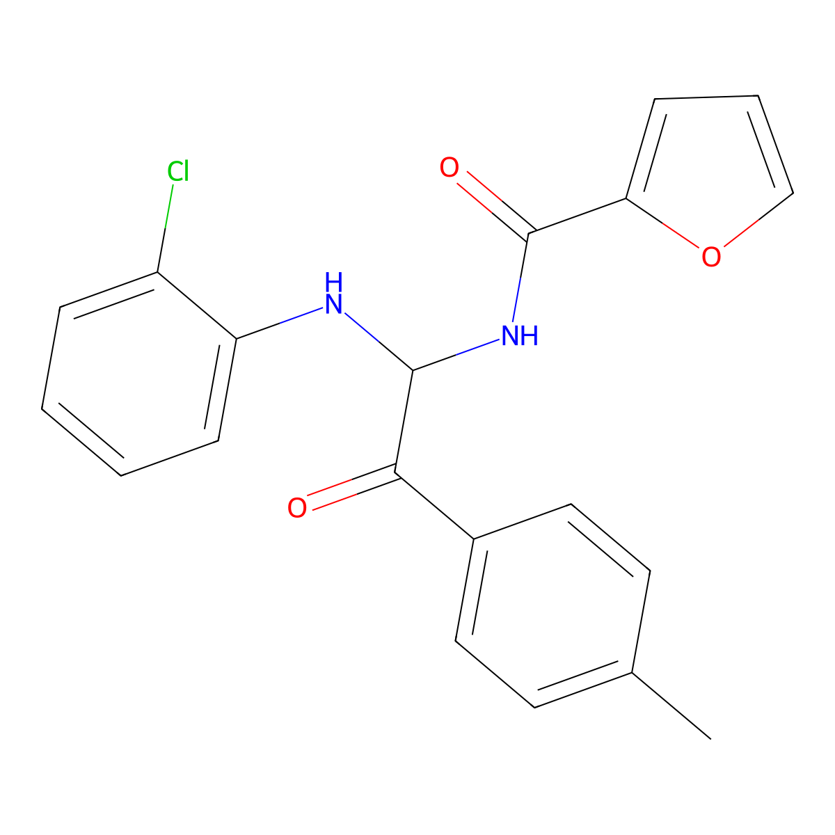 N-{1-[(2-chlorophenyl)amino]-2-(4-methylphenyl)-2-oxoethyl}furan-2-carboxamide molecular structure, CAS 425631-25-0