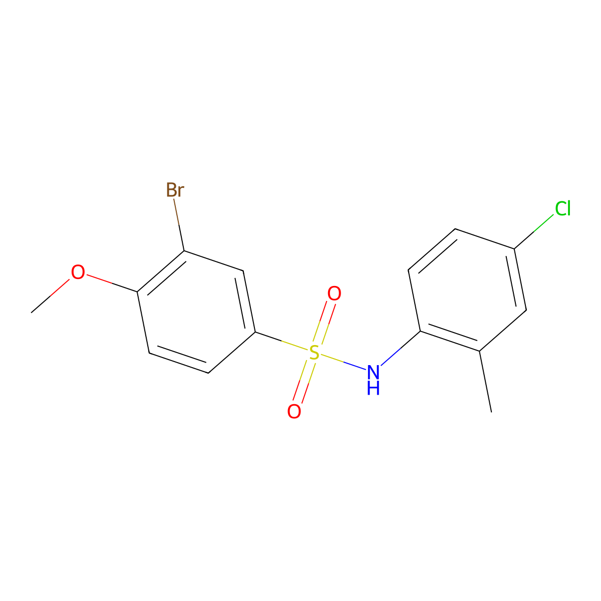 3-bromo-N-(4-chloro-2-methylphenyl)-4-methoxybenzenesulfonamide molecular structure, CAS 425631-31-8