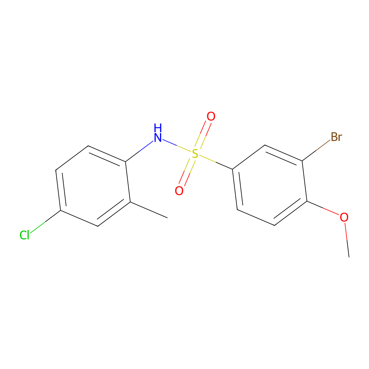 3-bromo-N-(4-chloro-2-methylphenyl)-4-methoxybenzenesulfonamide molecular structure, CAS 425631-31-8