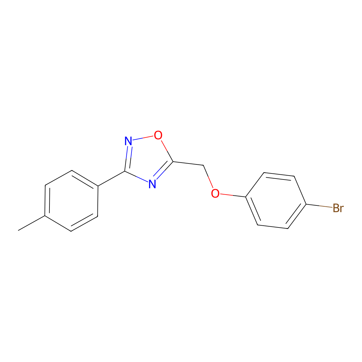 5-[(4-Bromophenoxy)methyl]-3-(4-methylphenyl)-1,2,4-oxadiazole molecular structure, CAS 425631-40-9