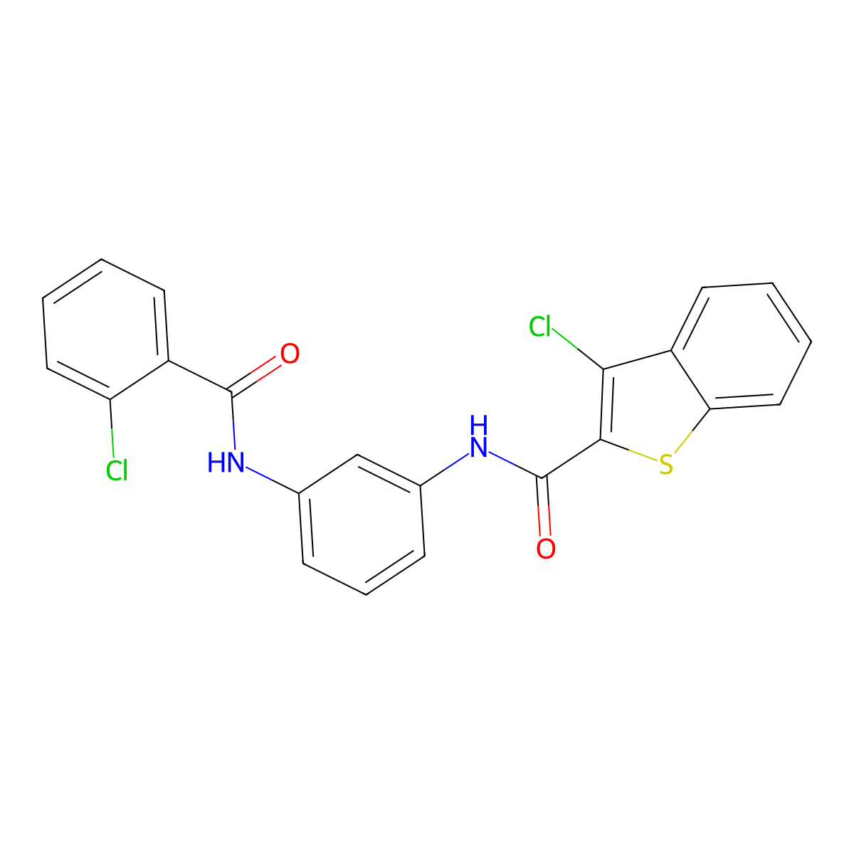 3-chloro-N-(3-{[(2-chlorophenyl)carbonyl]amino}phenyl)-1-benzothiophene-2-carboxamide molecular structure, CAS 425631-50-1