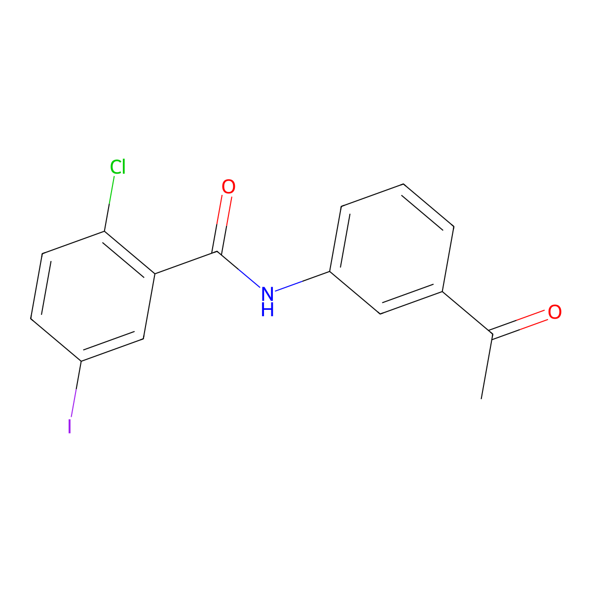N-(3-acetylphenyl)-2-chloro-5-iodobenzamide molecular structure, CAS 425631-51-2
