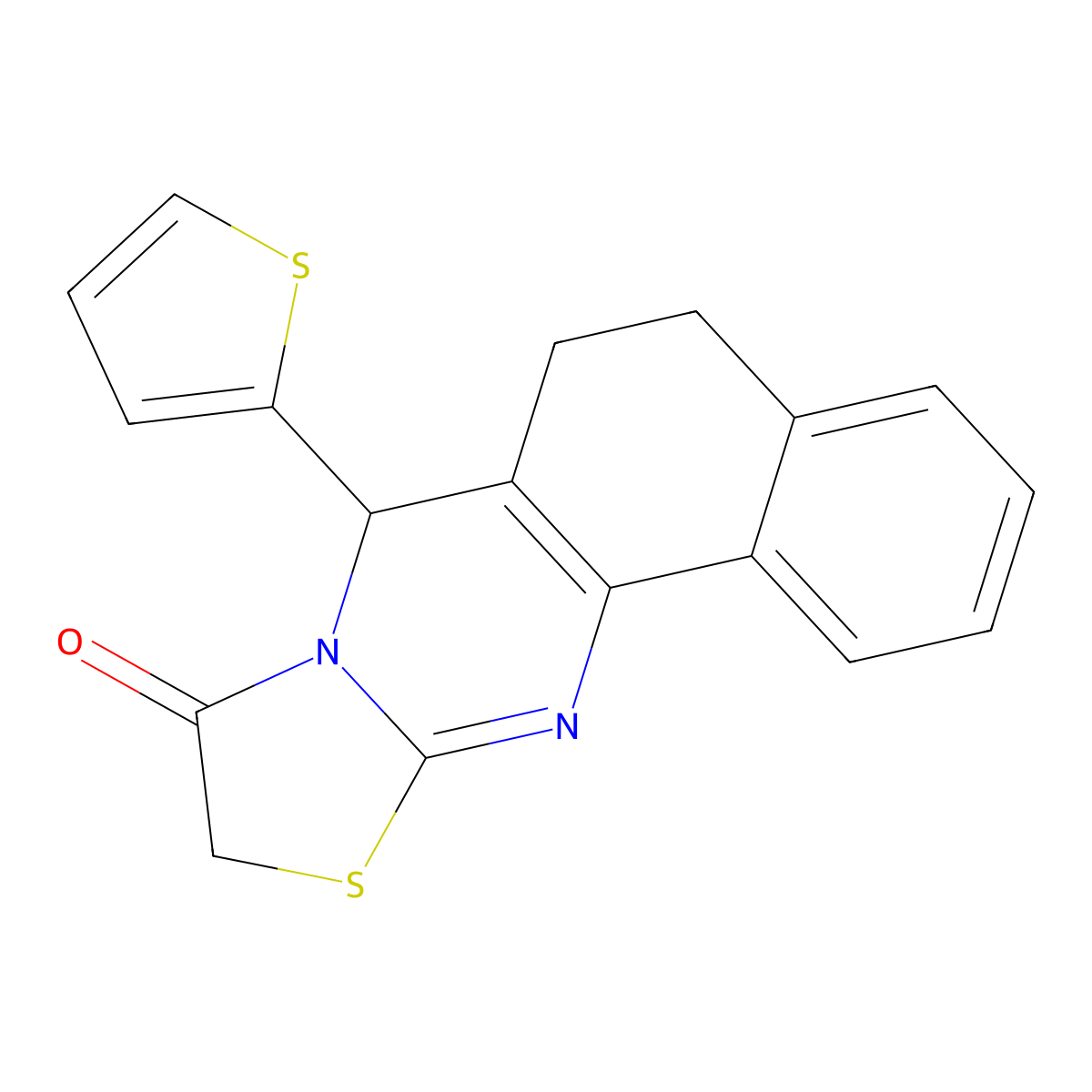 7-(2-thienyl)-5,7-dihydro-6H-benzo[h][1,3]thiazolo[2,3-b]quinazolin-9(10H)-one molecular structure, CAS 425631-56-7