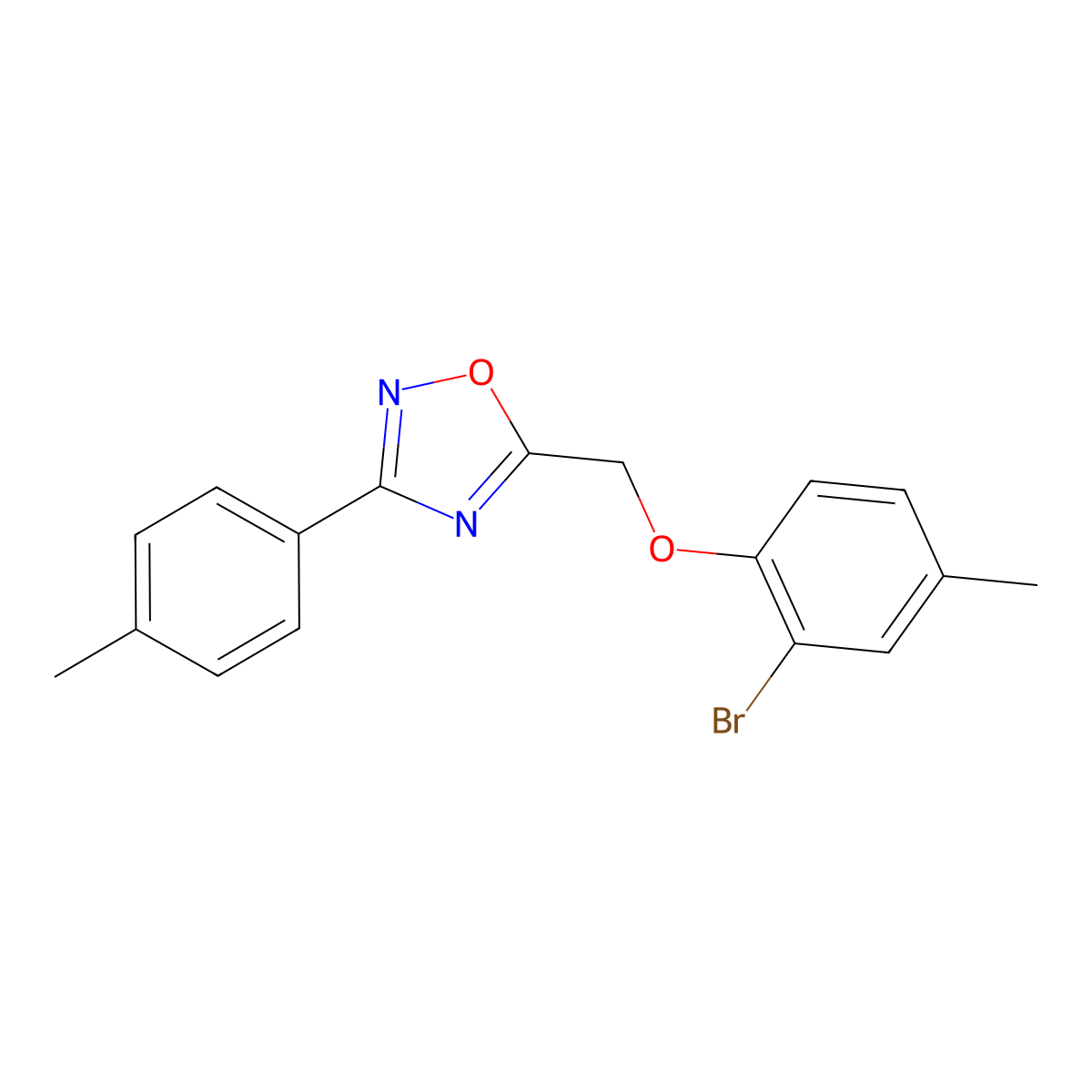 5-[(2-Bromo-4-methylphenoxy)methyl]-3-(4-methylphenyl)-1,2,4-oxadiazole molecular structure, CAS 425631-59-0