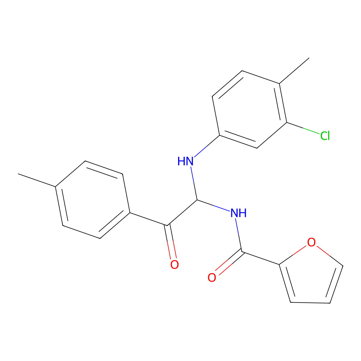 N-{1-[(3-chloro-4-methylphenyl)amino]-2-(4-methylphenyl)-2-oxoethyl}furan-2-carboxamide molecular structure, CAS 425631-67-0