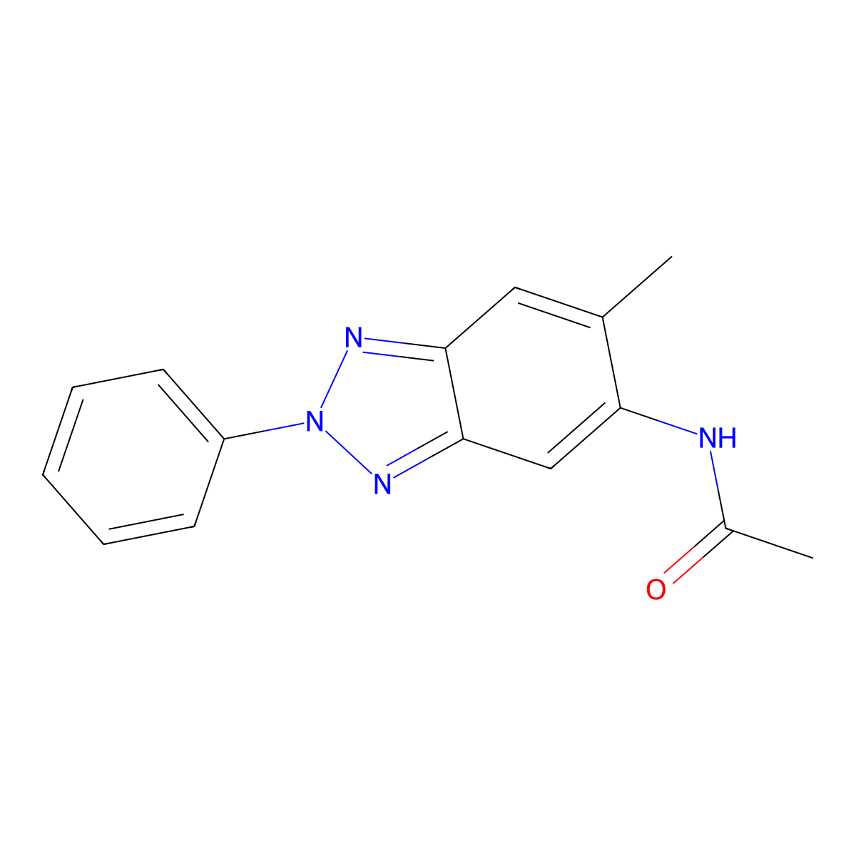 N-(6-methyl-2-phenylbenzotriazol-5-yl)acetamide molecular structure, CAS 425631-79-4