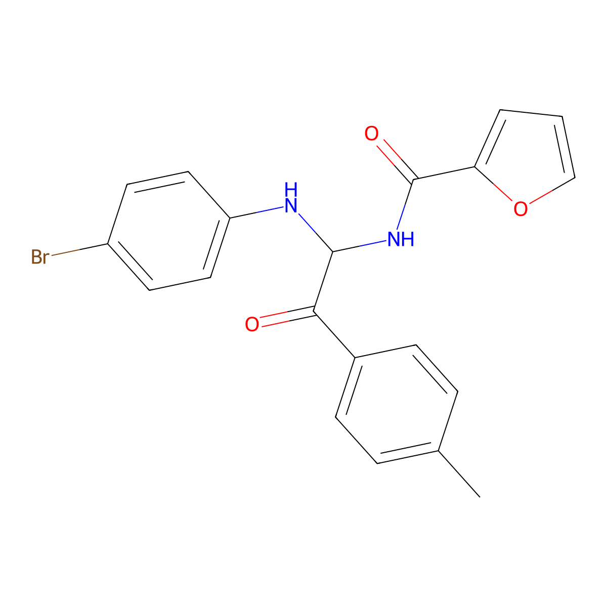 N-[1-[(4-Bromophenyl)amino]-2-(4-methylphenyl)-2-oxoethyl]-2-furancarboxamide molecular structure, CAS 425632-23-1