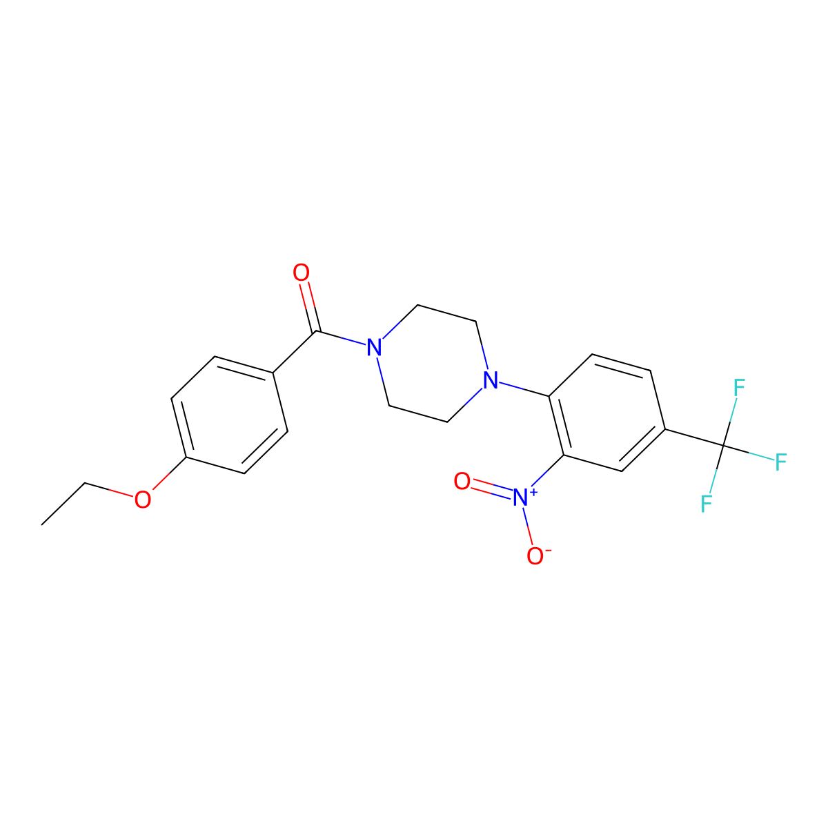 (4-Ethoxyphenyl)-[4-[2-nitro-4-(trifluoromethyl)phenyl]piperazin-1-yl]methanone molecular structure, CAS 425632-33-3