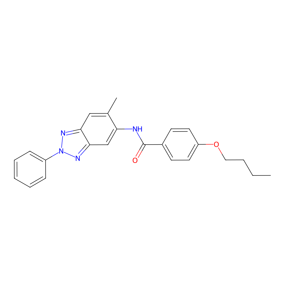 4-butoxy-N-(6-methyl-2-phenylbenzotriazol-5-yl)benzamide molecular structure, CAS 425632-40-2